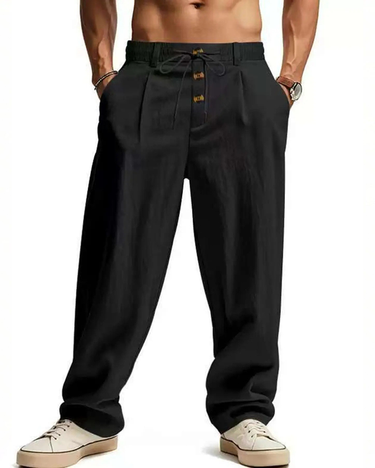 Casual Solid-Color Straight-Leg Pants